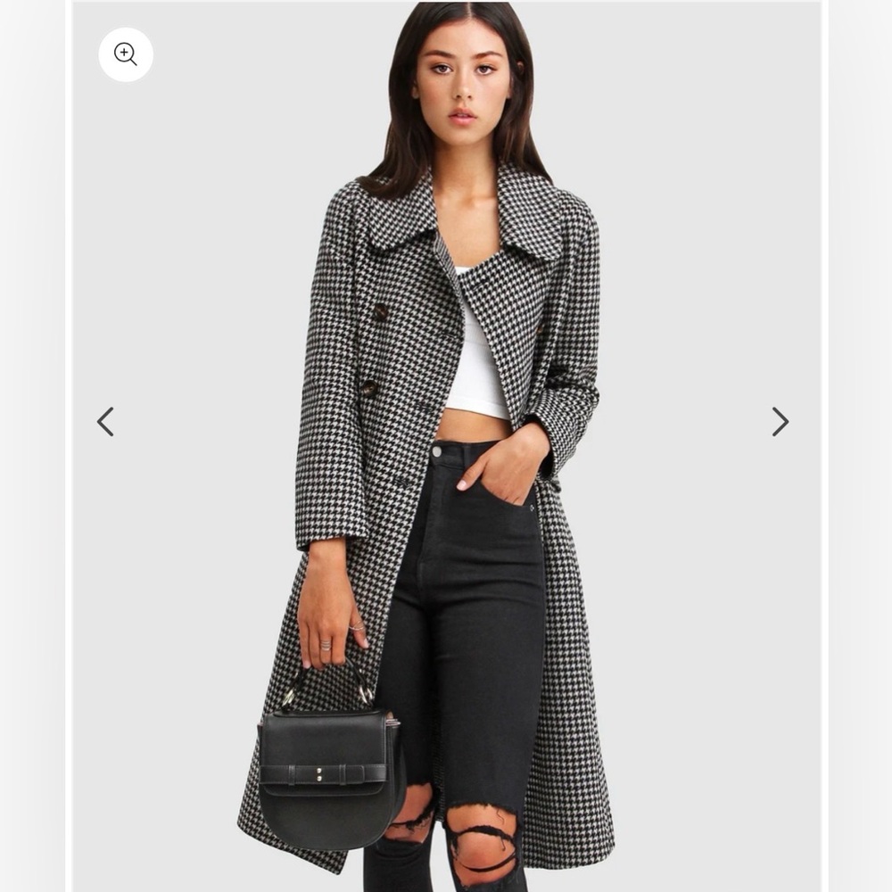 Belle & Bloom Black and White 100% wool Coat